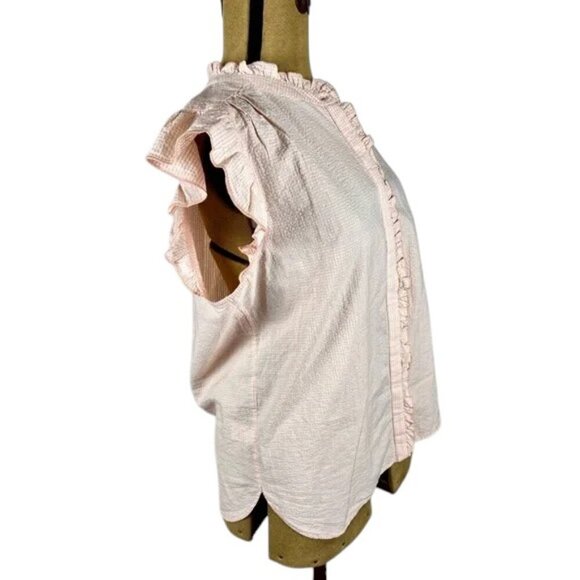 LOFT Pink Short Sleeve Button-Down Top Medium - Picture 4 of 5